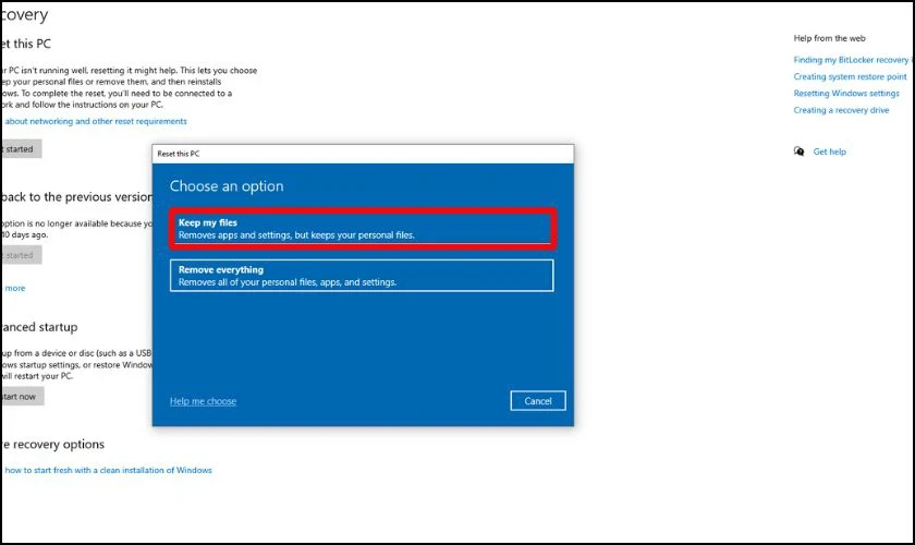 there-was-a-problem-resetting-your-pc-07 Chọn lựa chọn mong muốn