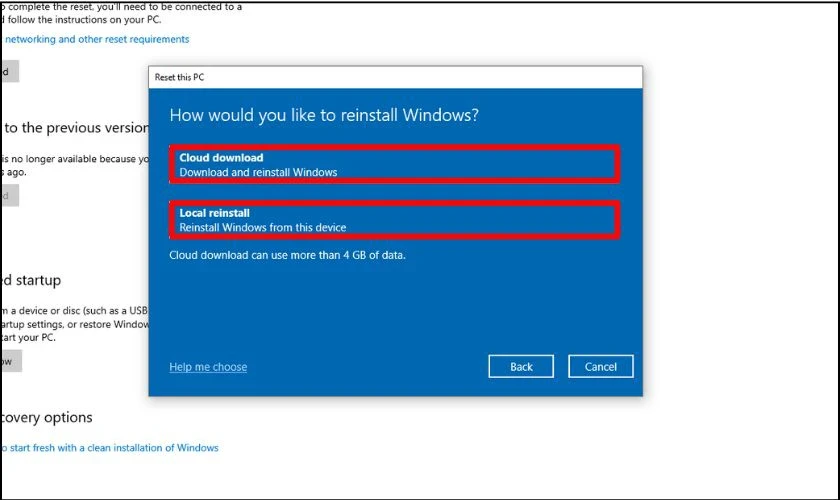 there-was-a-problem-resetting-your-pc-08 Chọn vị trí cài lại Win
