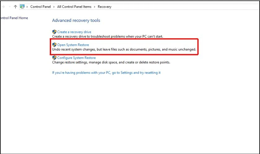 there-was-a-problem-resetting-your-pc-24 Nhấp vào Open System Restore
